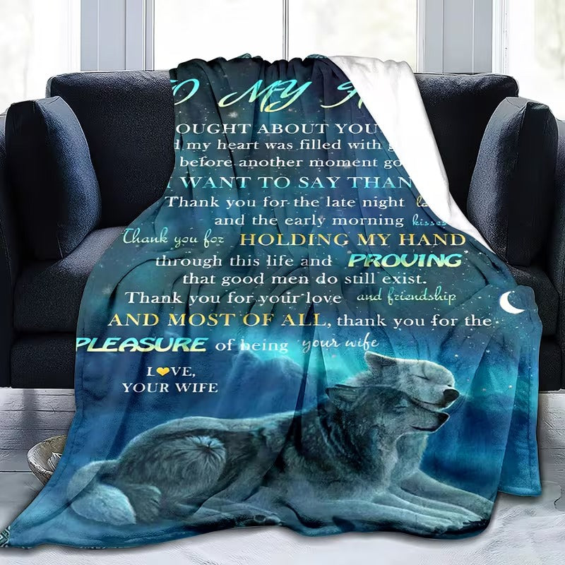 BLANKET FOR HUSBAND FROM WIFE – COMFORT & WARMTH GIFT Sherpa Fleece Blanket